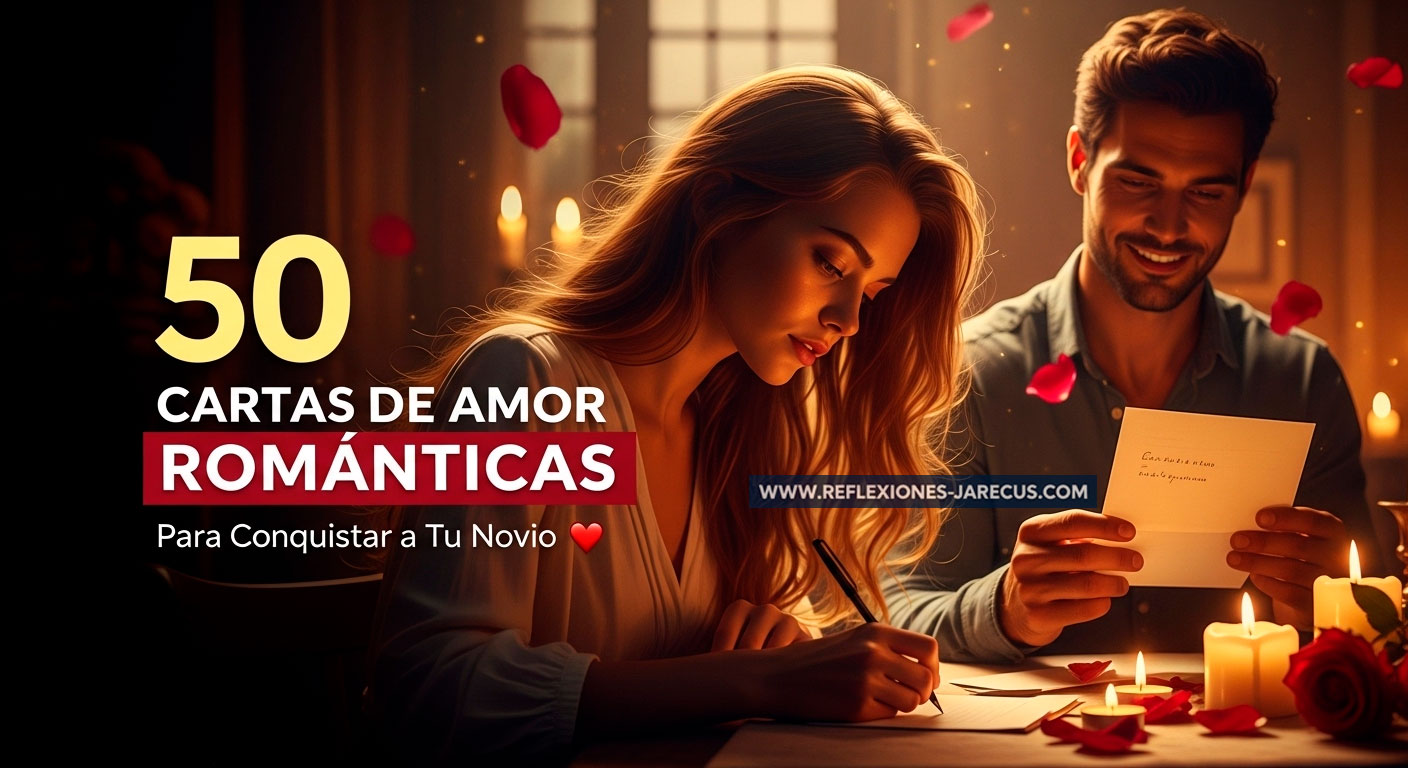 "Pareja romántica escribiendo y leyendo cartas de amor a la luz de velas, imagen emotiva para artículo de cartas de amor"